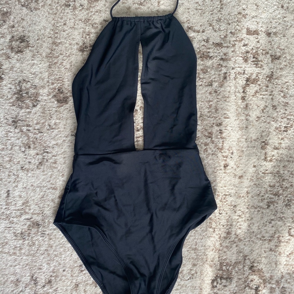 Black one piece bathing suit